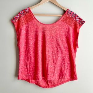 Eyeshadow Red Space dye Embroidered Top